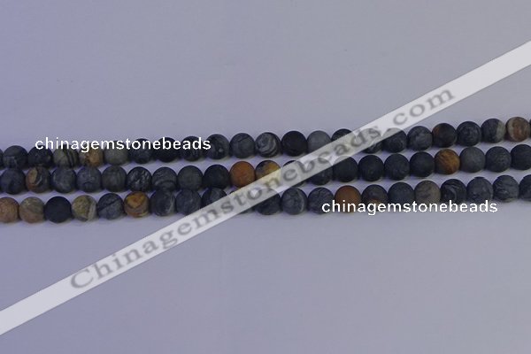 CPJ492 15.5 inches 8mm round matte black picasso jasper beads