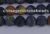 CPJ493 15.5 inches 10mm round matte black picasso jasper beads