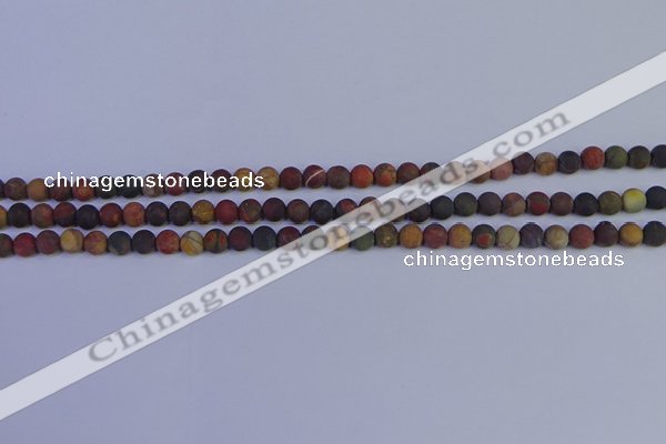 CPJ500 15.5 inches 4mm round matte picasso jasper beads wholeasle