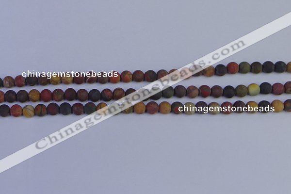 CPJ501 15.5 inches 6mm round matte picasso jasper beads wholesale