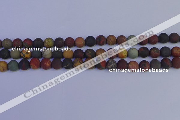 CPJ503 15.5 inches 10mm round matte picasso jasper beads wholesale