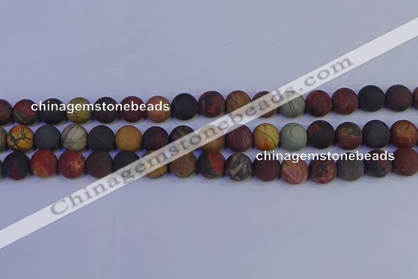 CPJ504 15.5 inches 12mm round matte picasso jasper beads wholesale