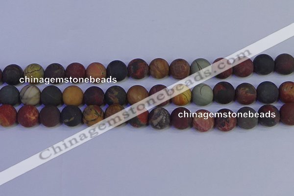 CPJ505 15.5 inches 14mm round matte picasso jasper beads wholesale