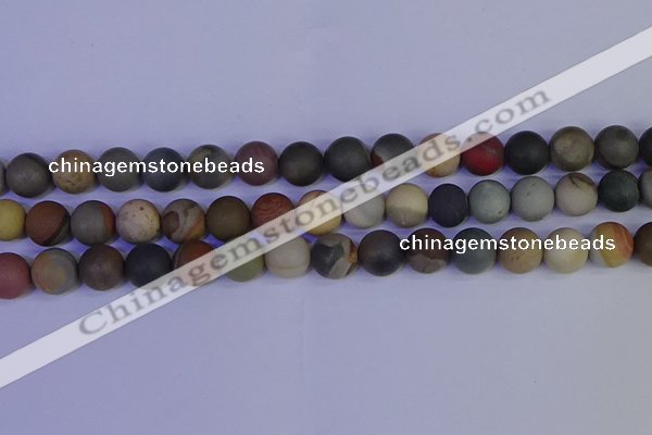 CPJ514 15.5 inches 12mm round matte polychrome jasper beads wholeasle