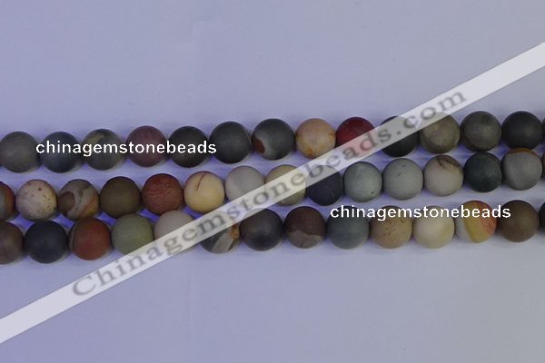 CPJ515 15.5 inches 14mm round matte polychrome jasper beads wholeasle