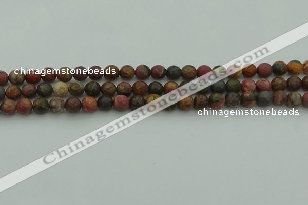 CPJ530 15.5 inches 4mm faceted round picasso jasper beads