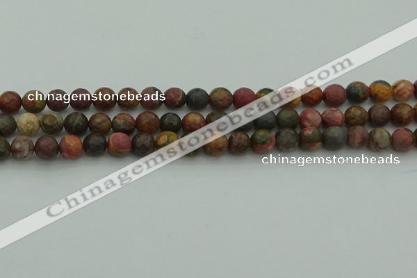 CPJ531 15.5 inches 6mm faceted round picasso jasper beads