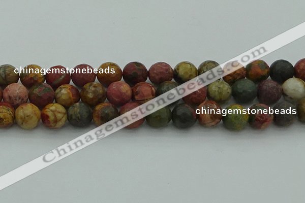 CPJ535 15.5 inches 14mm faceted round picasso jasper beads