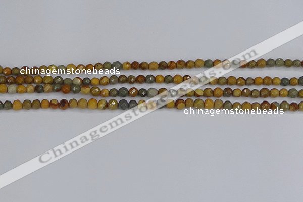 CPJ540 15.5 inches 4mm faceted round wildhorse picture jasper beads