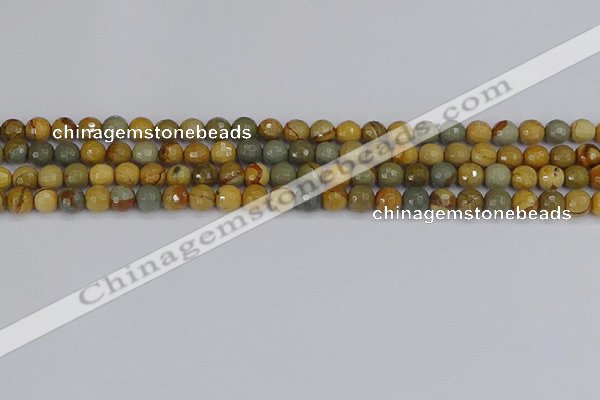 CPJ541 15.5 inches 6mm faceted round wildhorse picture jasper beads