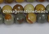 CPJ542 15.5 inches 8mm faceted round wildhorse picture jasper beads