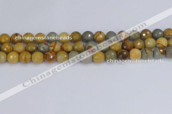 CPJ543 15.5 inches 10mm faceted round wildhorse picture jasper beads