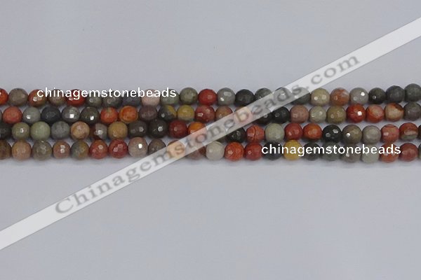 CPJ547 15.5 inches 6mm faceted round polychrome jasper beads