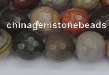 CPJ550 15.5 inches 12mm faceted round polychrome jasper beads