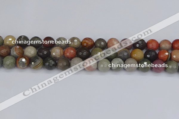 CPJ550 15.5 inches 12mm faceted round polychrome jasper beads