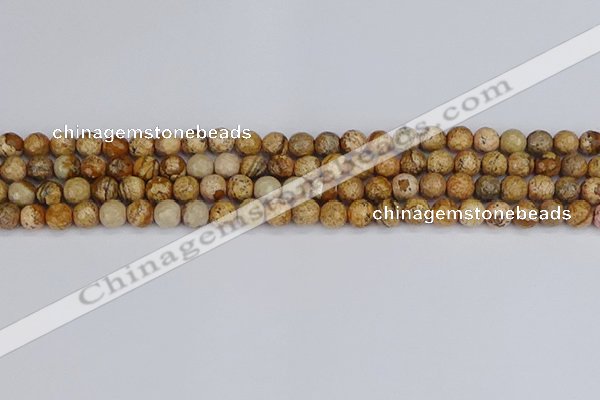 CPJ556 15.5 inches 6mm faceted round picture jasper beads