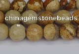 CPJ557 15.5 inches 8mm faceted round picture jasper beads