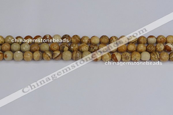 CPJ557 15.5 inches 8mm faceted round picture jasper beads