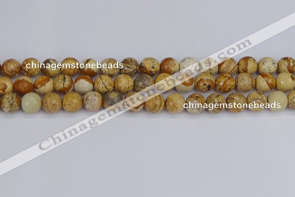 CPJ558 15.5 inches 10mm faceted round picture jasper beads