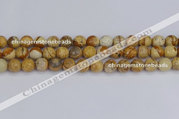 CPJ559 15.5 inches 12mm faceted round picture jasper beads