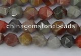 CPJ564 15.5 inches 6mm faceted nuggets polychrome jasper beads