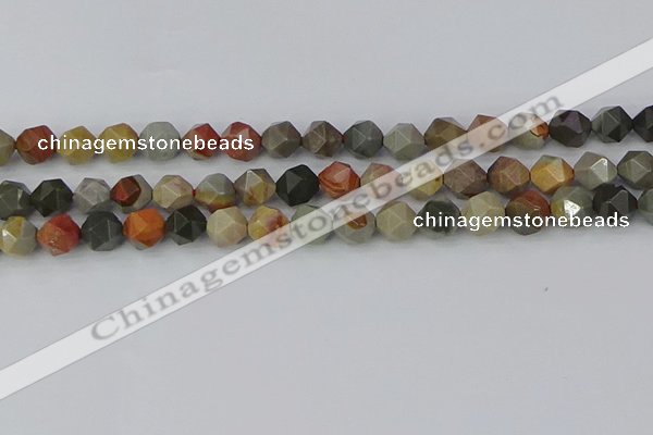 CPJ565 15.5 inches 8mm faceted nuggets polychrome jasper beads