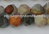 CPJ566 15.5 inches 10mm faceted nuggets polychrome jasper beads