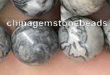 CPJ586 15.5 inches 16mm round grey picture jasper beads wholesale