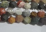 CPJ590 15.5 inches 6mm faceted nuggets matte polychrome jasper beads