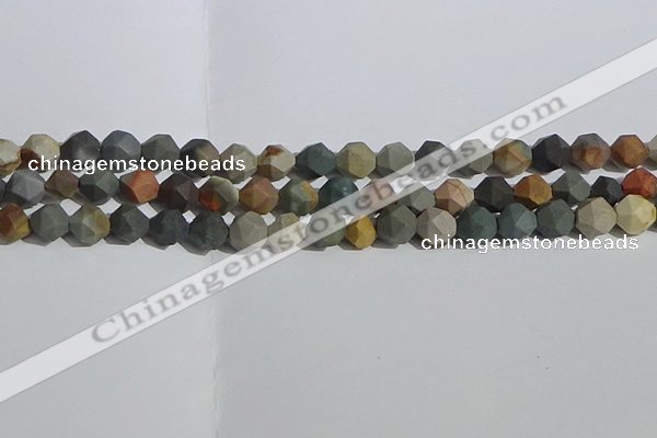 CPJ591 15.5 inches 8mm faceted nuggets matte polychrome jasper beads