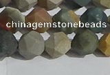 CPJ592 15.5 inches 10mm faceted nuggets matte polychrome jasper beads