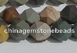 CPJ593 15.5 inches 12mm faceted nuggets matte polychrome jasper beads