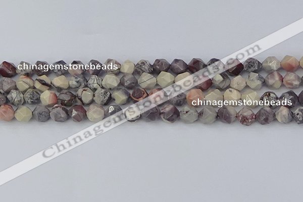 CPJ621 15.5 inches 8mm faceted nuggets purple striped jasper beads