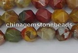 CPJ626 15.5 inches 6mm faceted nuggets picasso jasper beads