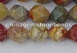 CPJ627 15.5 inches 8mm faceted nuggets picasso jasper beads