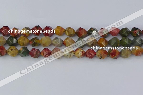 CPJ629 15.5 inches 12mm faceted nuggets picasso jasper beads