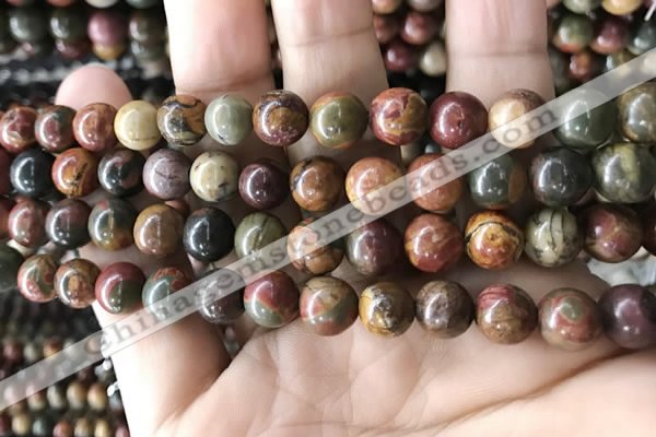 CPJ635 15.5 inches 8mm round picasso jasper beads wholesale