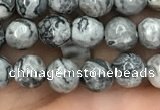 CPJ641 15.5 inches 6mm faceted round grey picture jasper beads