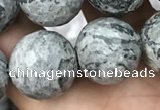 CPJ646 15.5 inches 16mm faceted round grey picture jasper beads