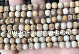 CPJ651 15.5 inches 6mm round matte picture jasper beads wholesale