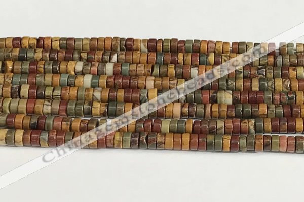 CPJ680 15.5 inches 2.5*4mm heishi picasso jasper beads wholesale