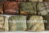 CPJ685 15.5 inches 10*10mm square picasso jasper beads wholesale