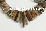 CPJ688 Top drilled 5*15mm - 

6*45mm sticks picasso jasper beads