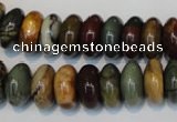 CPJ69 15.5 inches 7*14mm rondelle picasso jasper gemstone beads