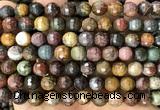 CPJ766 15 inches 8mm faceted round picasso jasper beads wholesale