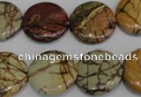 CPJ79 15.5 inches 20mm flat round picasso jasper gemstone beads