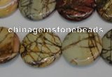 CPJ80 15.5 inches 25mm flat round picasso jasper gemstone beads