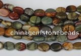 CPJ81 15.5 inches 6*8mm oval picasso jasper gemstone beads