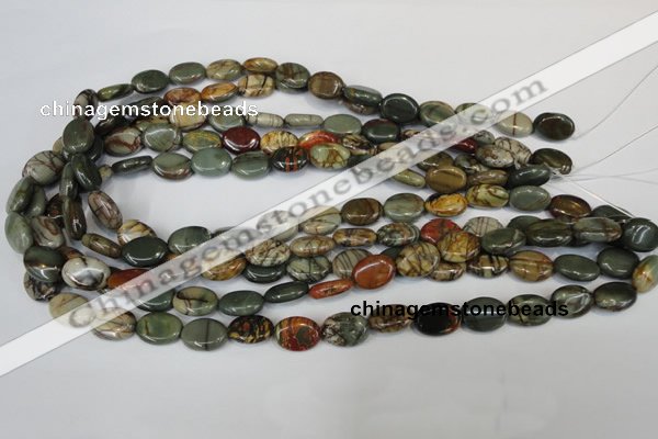 CPJ83 15.5 inches 10*14mm oval picasso jasper gemstone beads