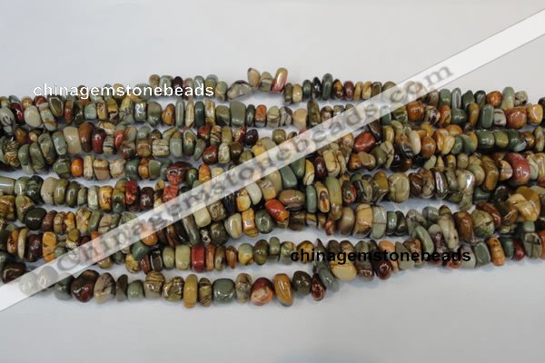 CPJ94 15.5 inches 5*11mm nuggets picasso jasper gemstone beads